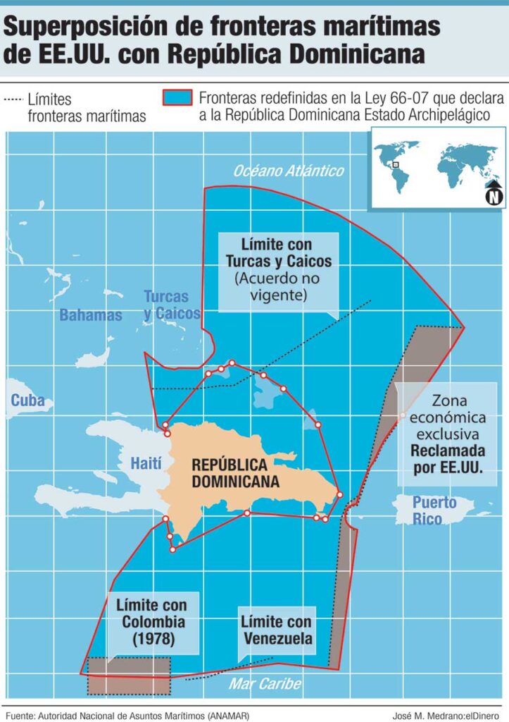 Superposicion de fronteras maritimas de EEUU con Republica Dominicana